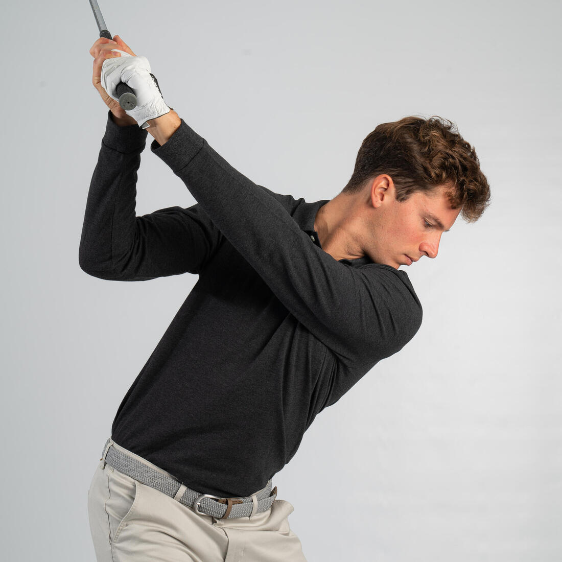 Polo golf manches longues Homme -  MW500 bleu marine