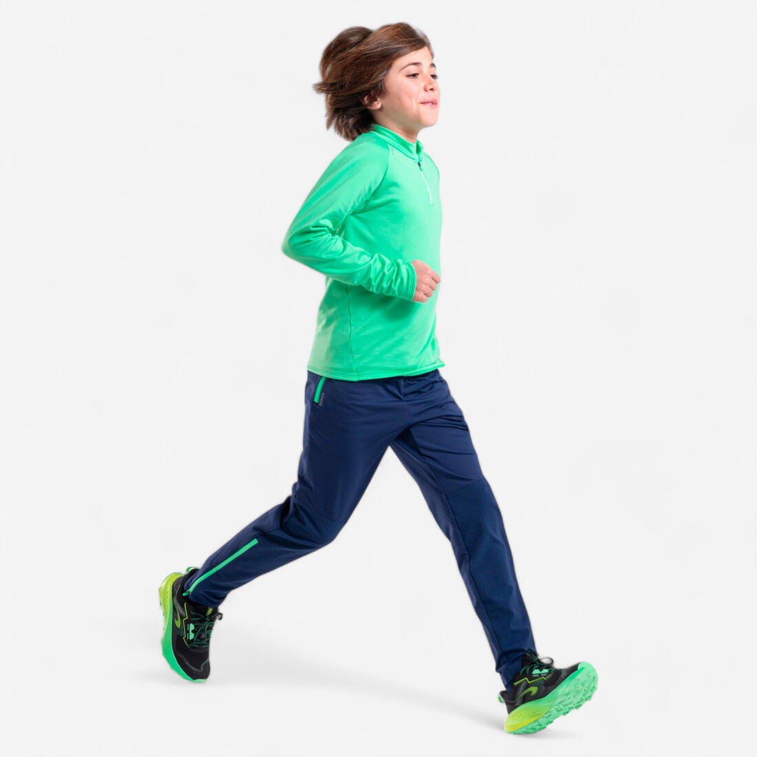 Pantalon de running  Chaud avec Zip Enfant, KIPRUN PANTS WARM 900 marine