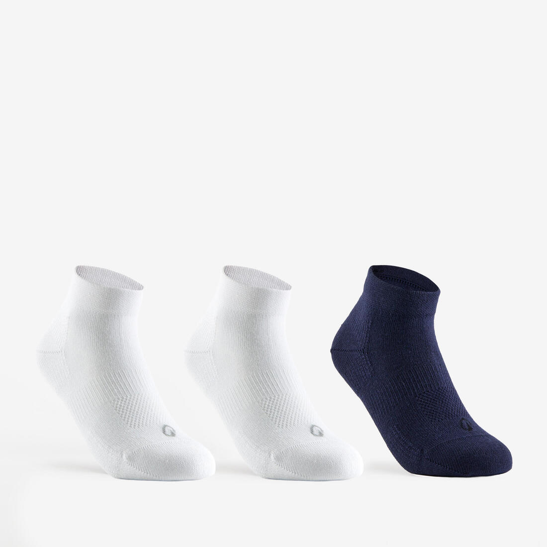 CHAUSSETTES DE SPORT ENFANT MI-HAUTES RS 160  BLANC MARINE LOT DE 3