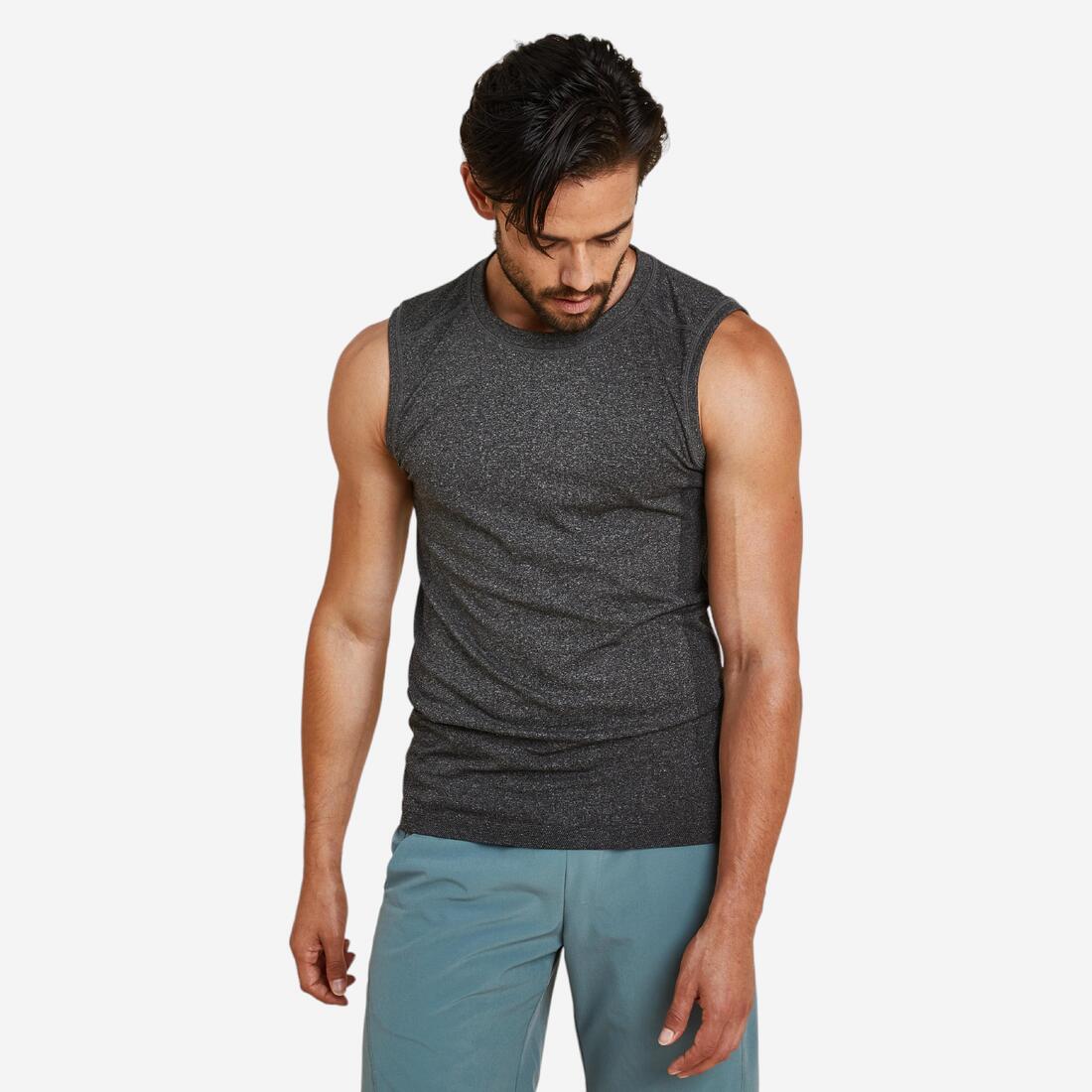 DEBARDEUR SEAMLESS-SANS COUTURES YOGA DYNAMIQUES HOMME – gris fonce
