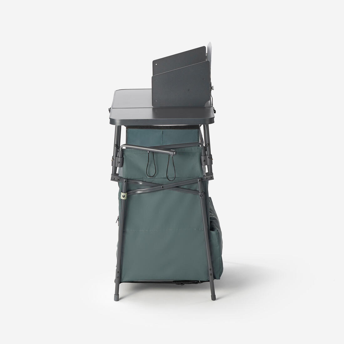 Meuble cuisine de camping L, pliable et avec pare-vent