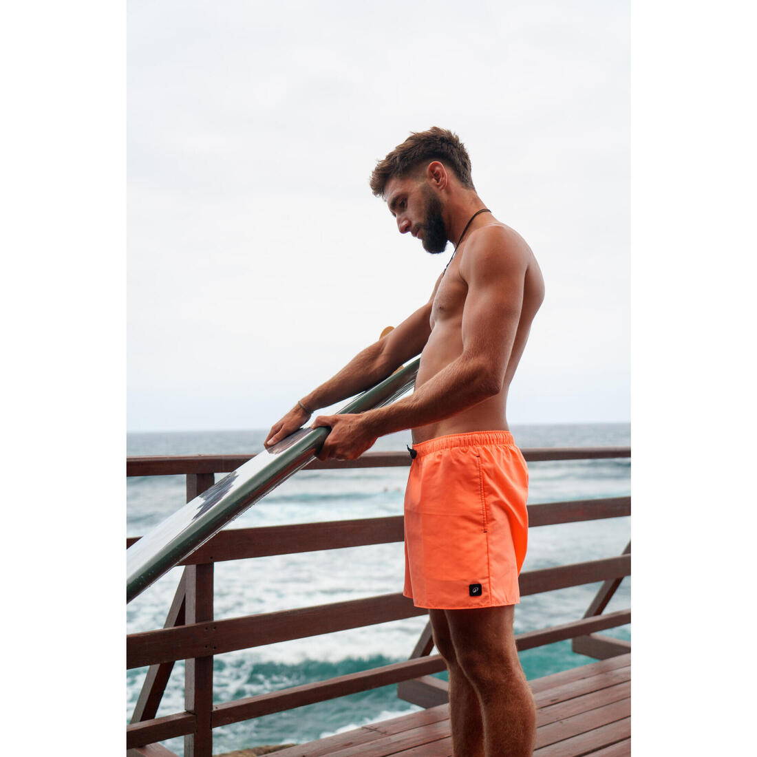 Boardshort surf short de bain homme, Hendaia pockets khaki