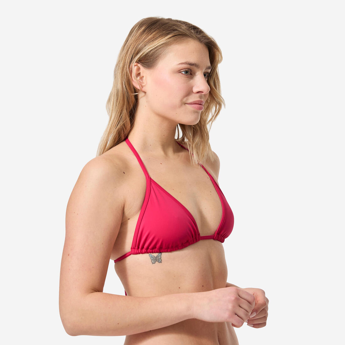 HAUT DE MAILLOT DE BAIN FEMME TRIANGLE COULISSANT MAE CORAIL FLUO