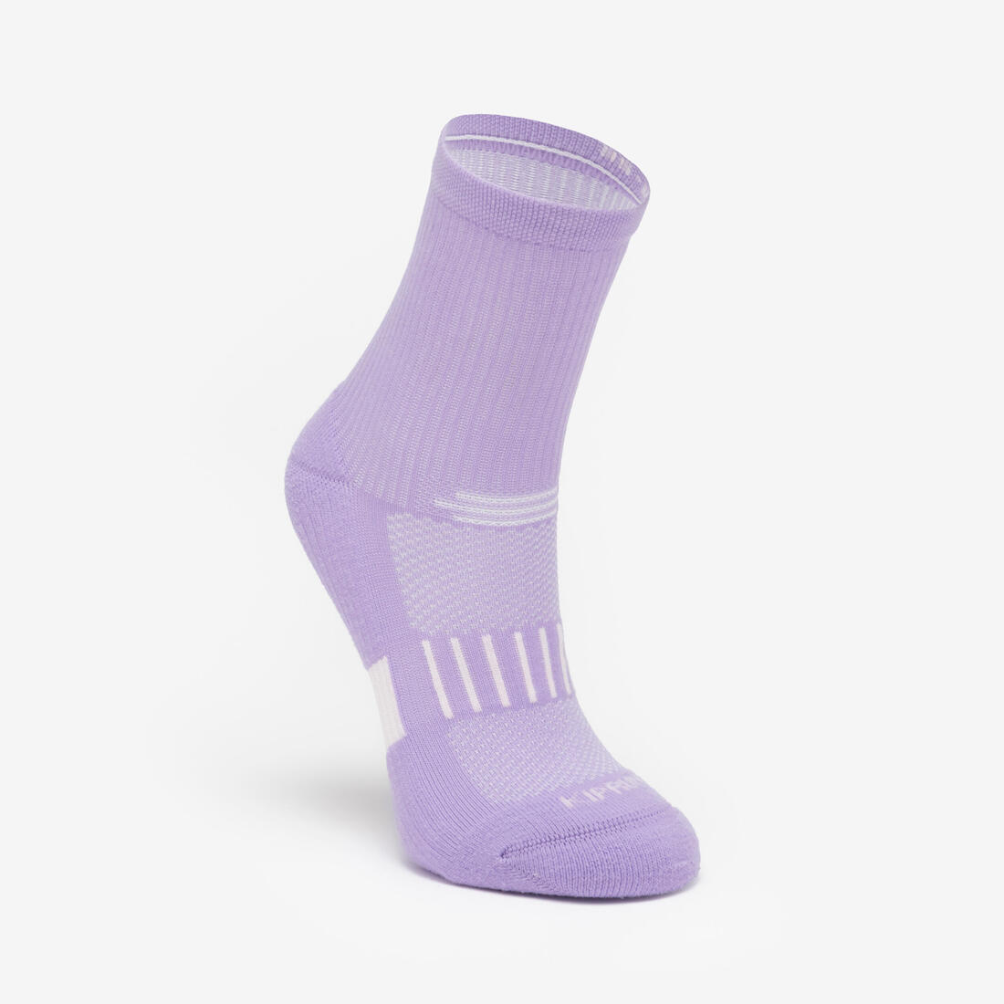 Lotx2 de chaussettes running confort enfant - kiprun 500 mid mauve et rayé