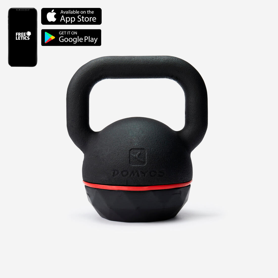 Kettlebell en fonte et base caoutchouc - 20 kg