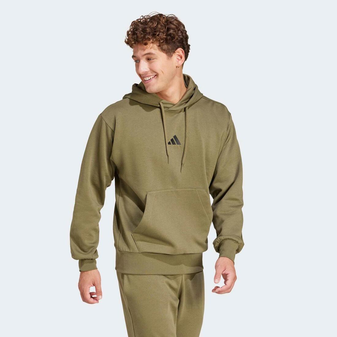SWEAT CAPUCHE COTON HOMME, OLIVE