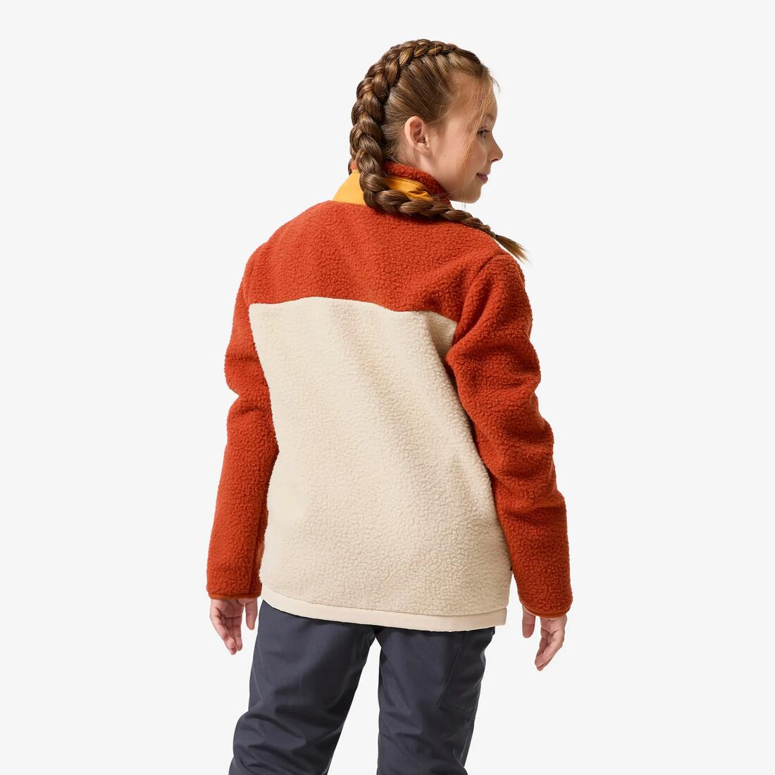 Veste polaire sherpa chaude enfant 7-15 ans, NH 900 beige, noir et