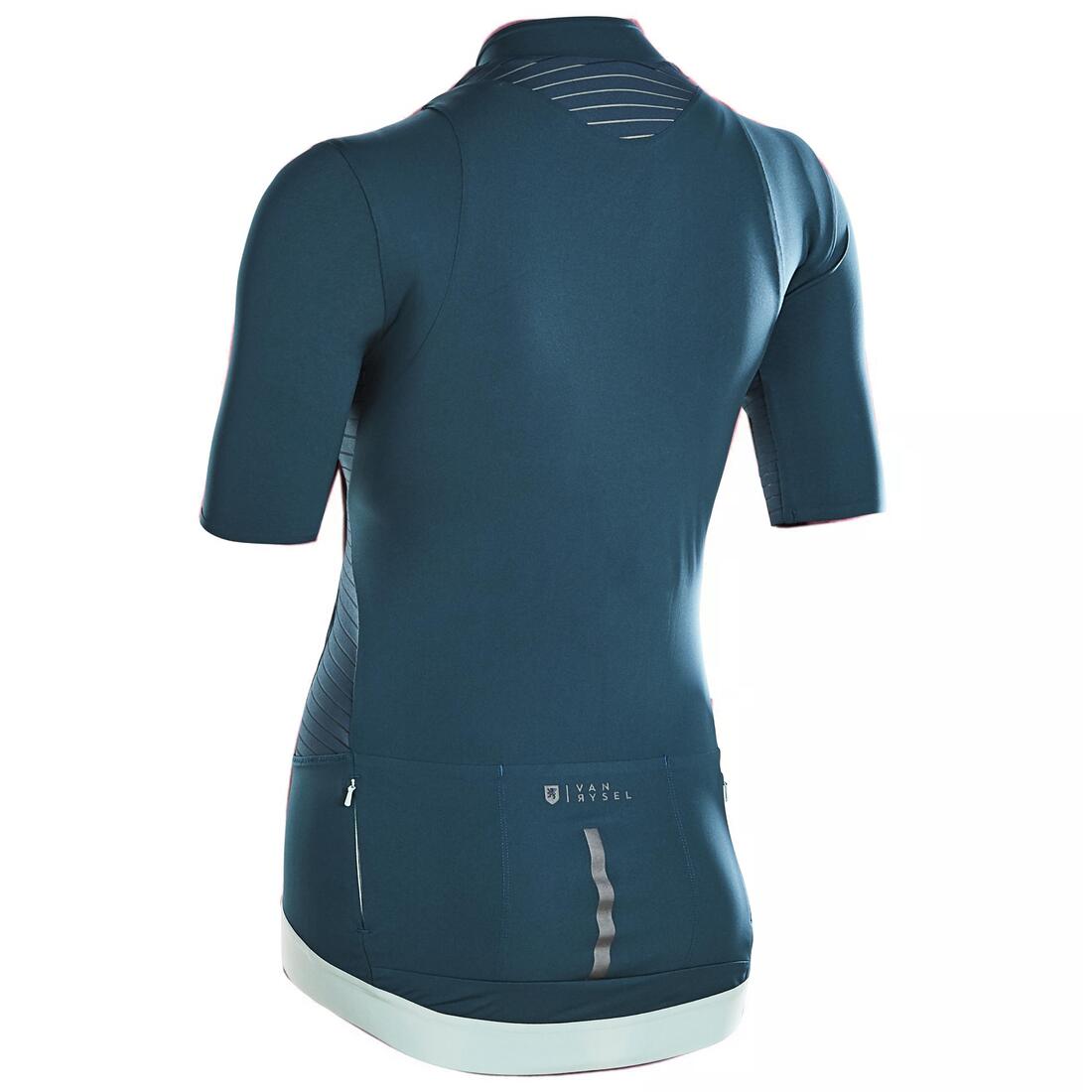 Maillot de vélo de route manches courtes été femme - Endurance emeraude – bleu canard