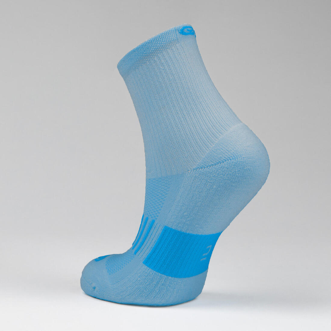 Lot X2 de chaussettes enfant AT 500 mid turquoise et rayées turquoises grises