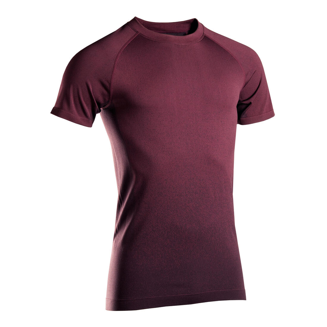 T SHIRT MANCHES COURTES SEAMLESS - SANS COUTURE YOGA DYNAMIQUE HOMME – violet bordeaux