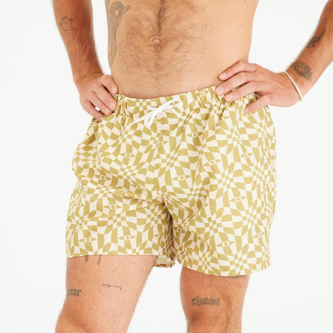 Boardshort surf 100 15" POPSTRIPE BLUE – olive verte