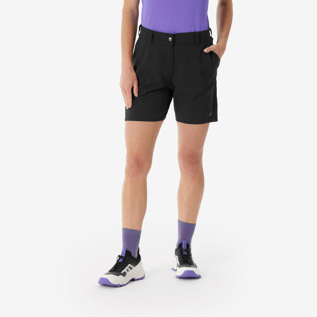 Short de randonnée femme, MH100 ESSENTIAL noir