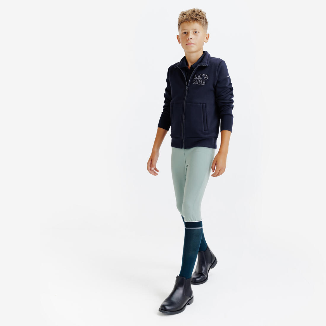 Legging équitation fullgrip Enfant - 500 marine print