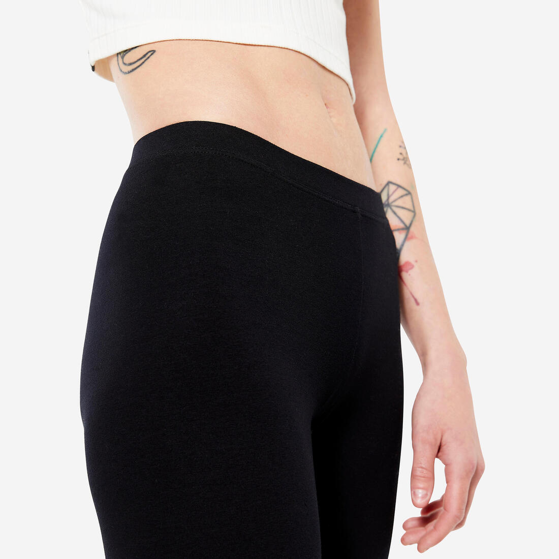 Legging fitness long coton extensible ceinture basse femme - Salto gris foncé ch
