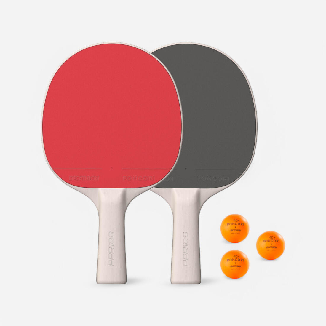 Set de 2 raquettes résistantes + 3 balles de ping pong - set PPR100