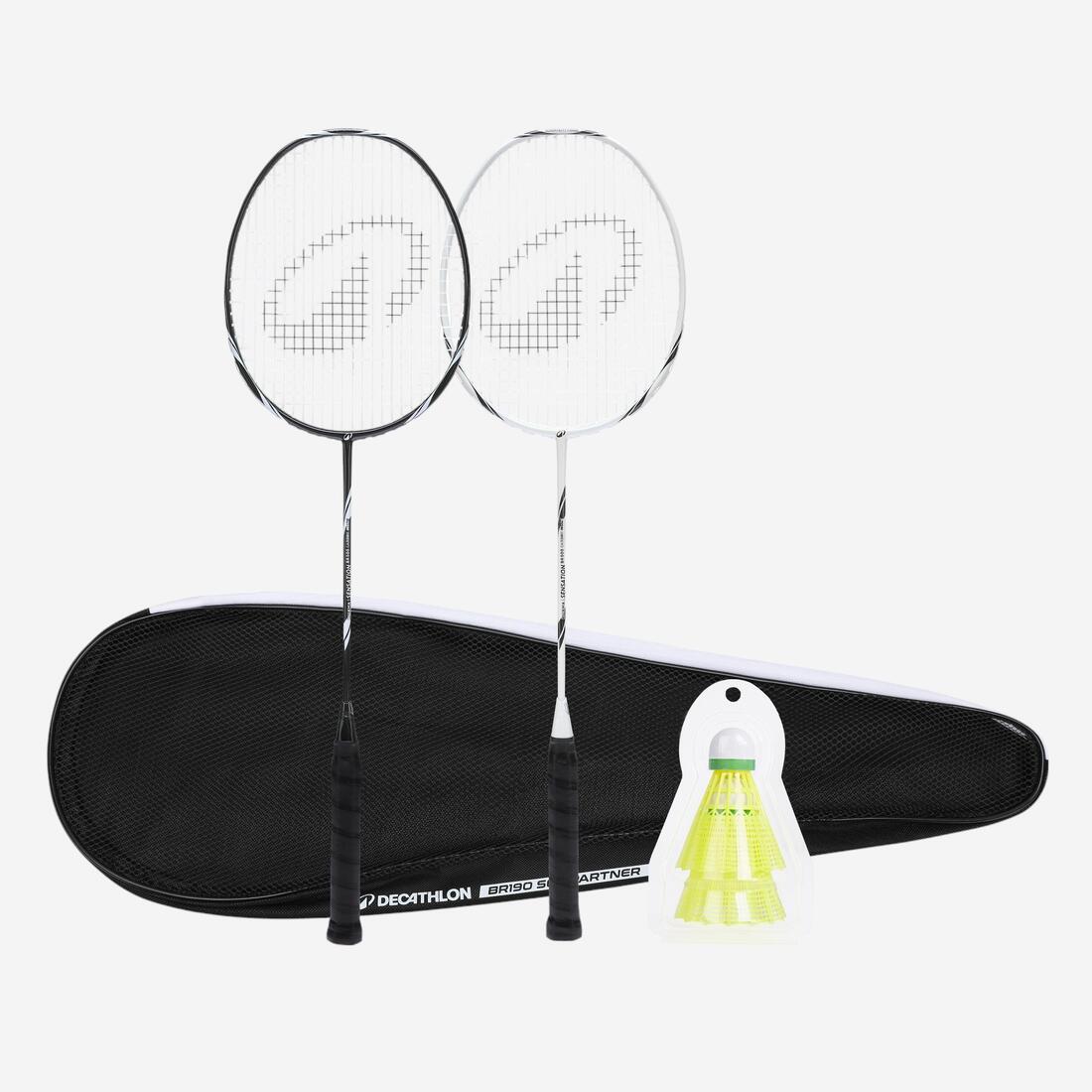 Lot de Raquette de Badminton Adulte BR Sensation 500 - Noir/Blanc