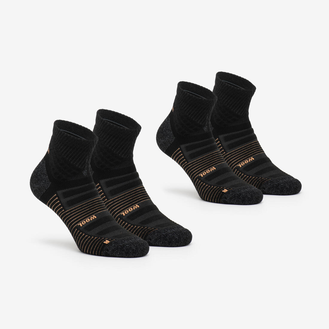 Chaussettes de randonnée mid laine (2 paires) adulte, Hike 900