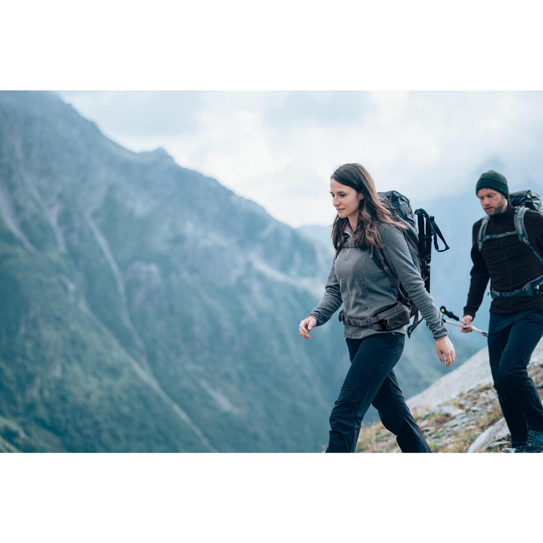 Polaire de randonnée montagne femme, MH100 grise