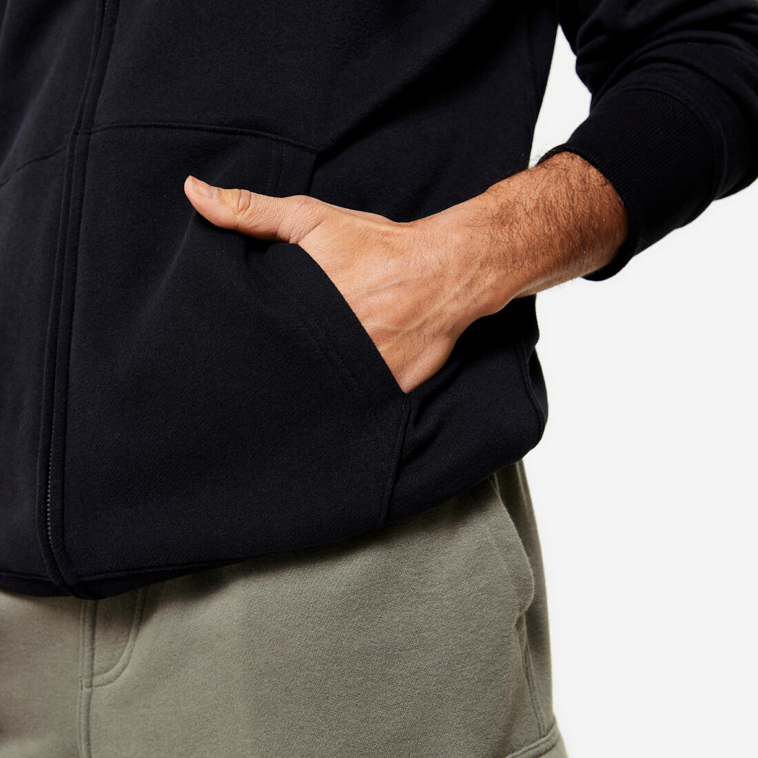 Sweat zippé à capuche de fitness en molleton homme