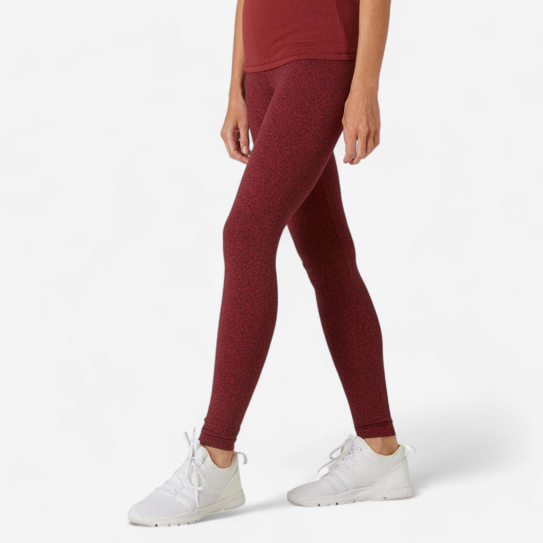 Legging fitness long coton extensible respirant femme - Fit+ – bordeaux