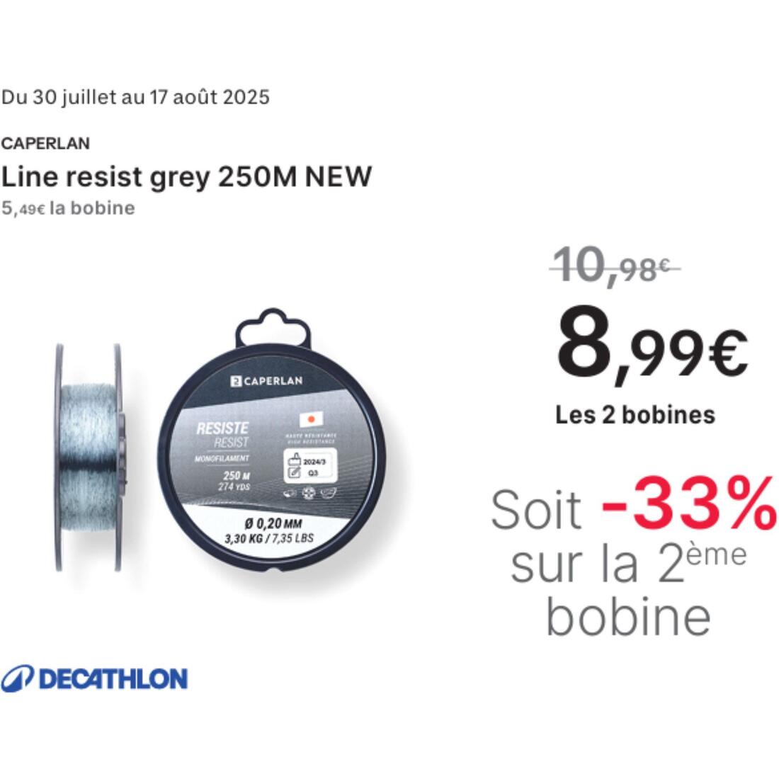 FIL DE PÊCHE LINE RESIST GREY 250 M NEW