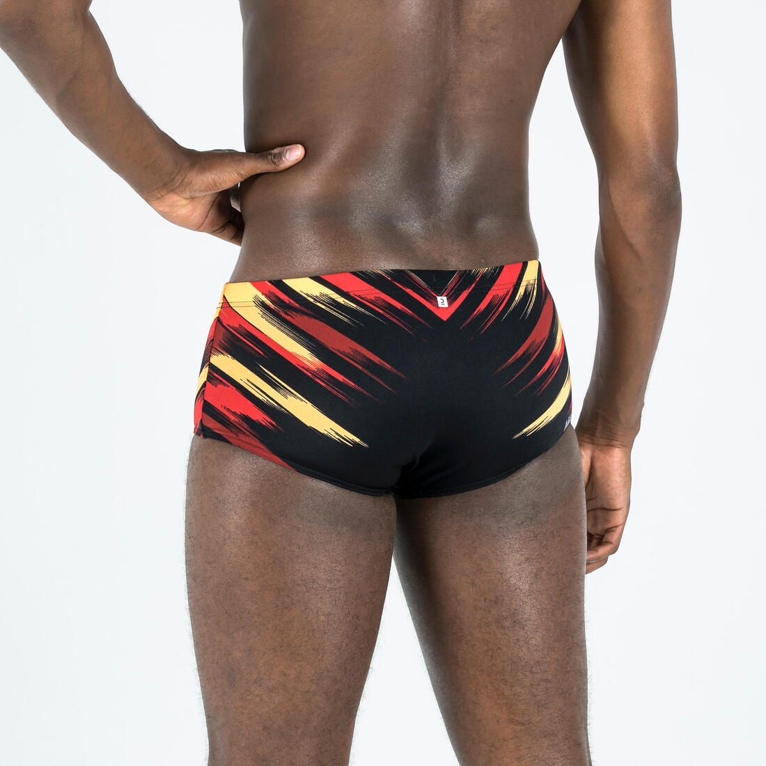 Slip de bain bandeau natation Homme - 900 blast noir rouge