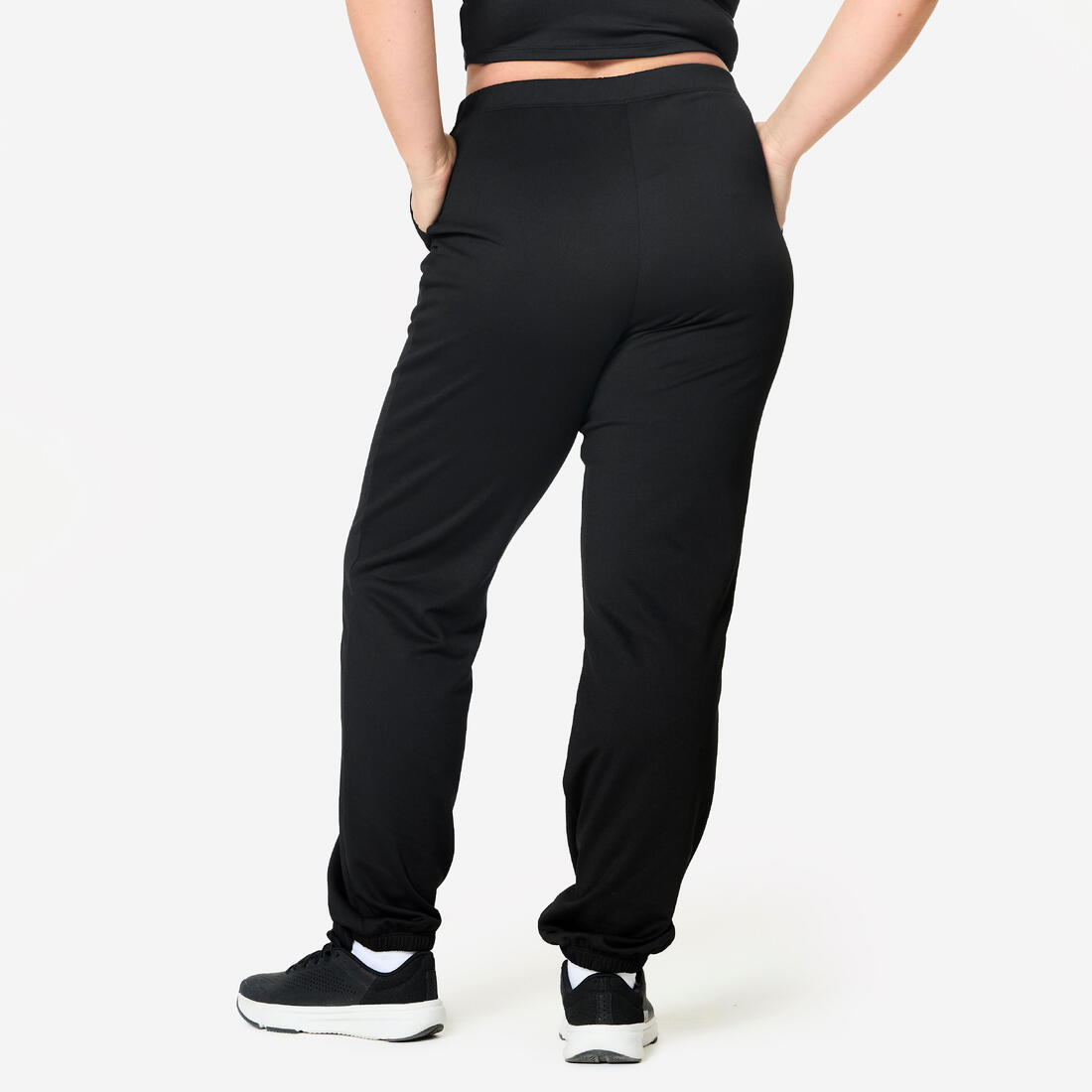 Pantalon de jogging droit chaud et confortable femme, noir