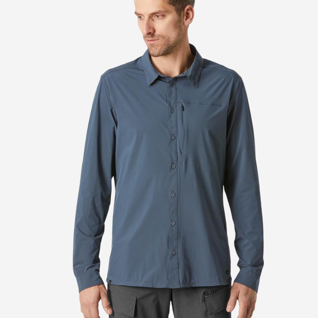 Chemise manches longues de trekking voyage Anti-UV - Travel900 Gris - Homme – gris ardoise