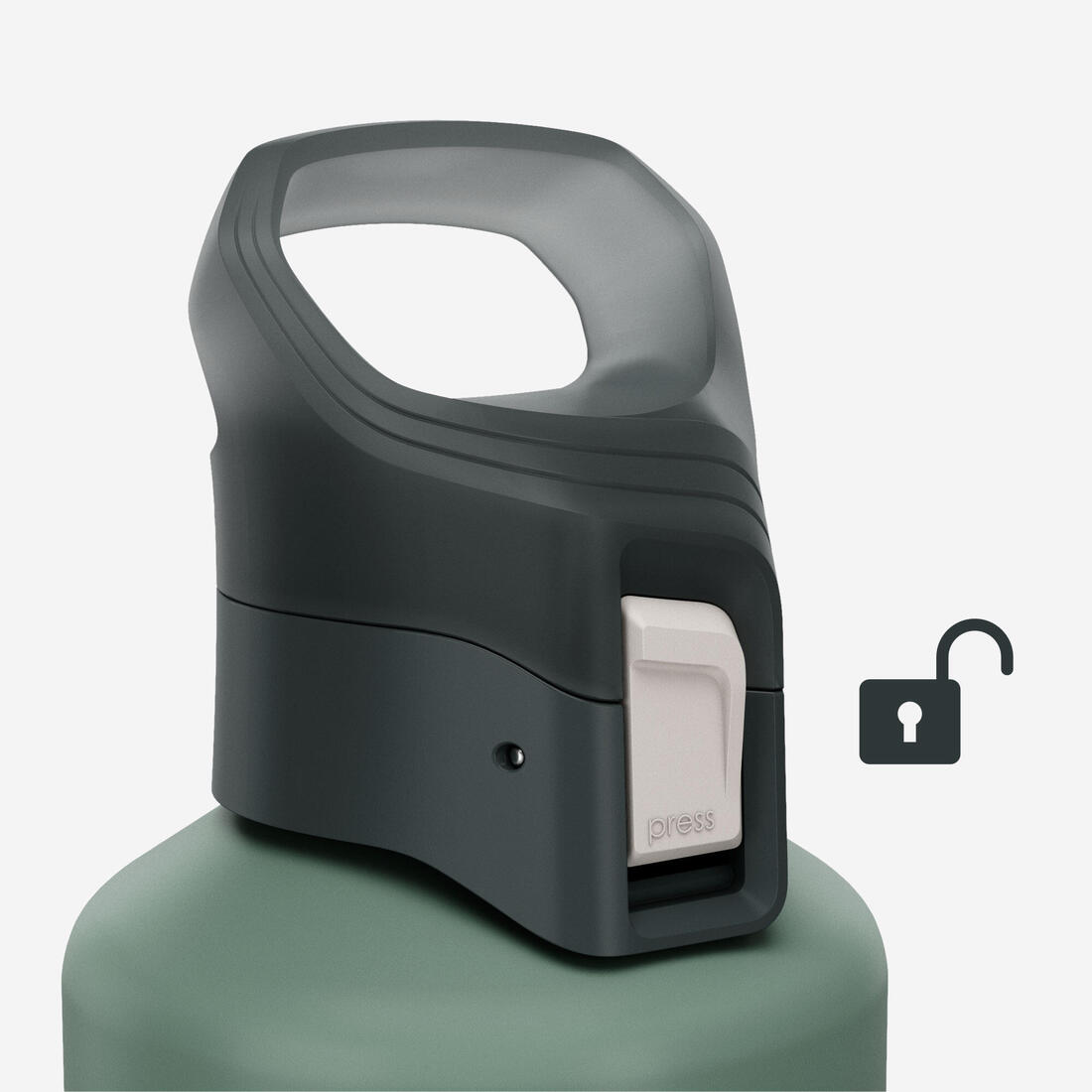 Gourde alu 1L avec bouchon instantané, composée à 100% d’alu recyclé