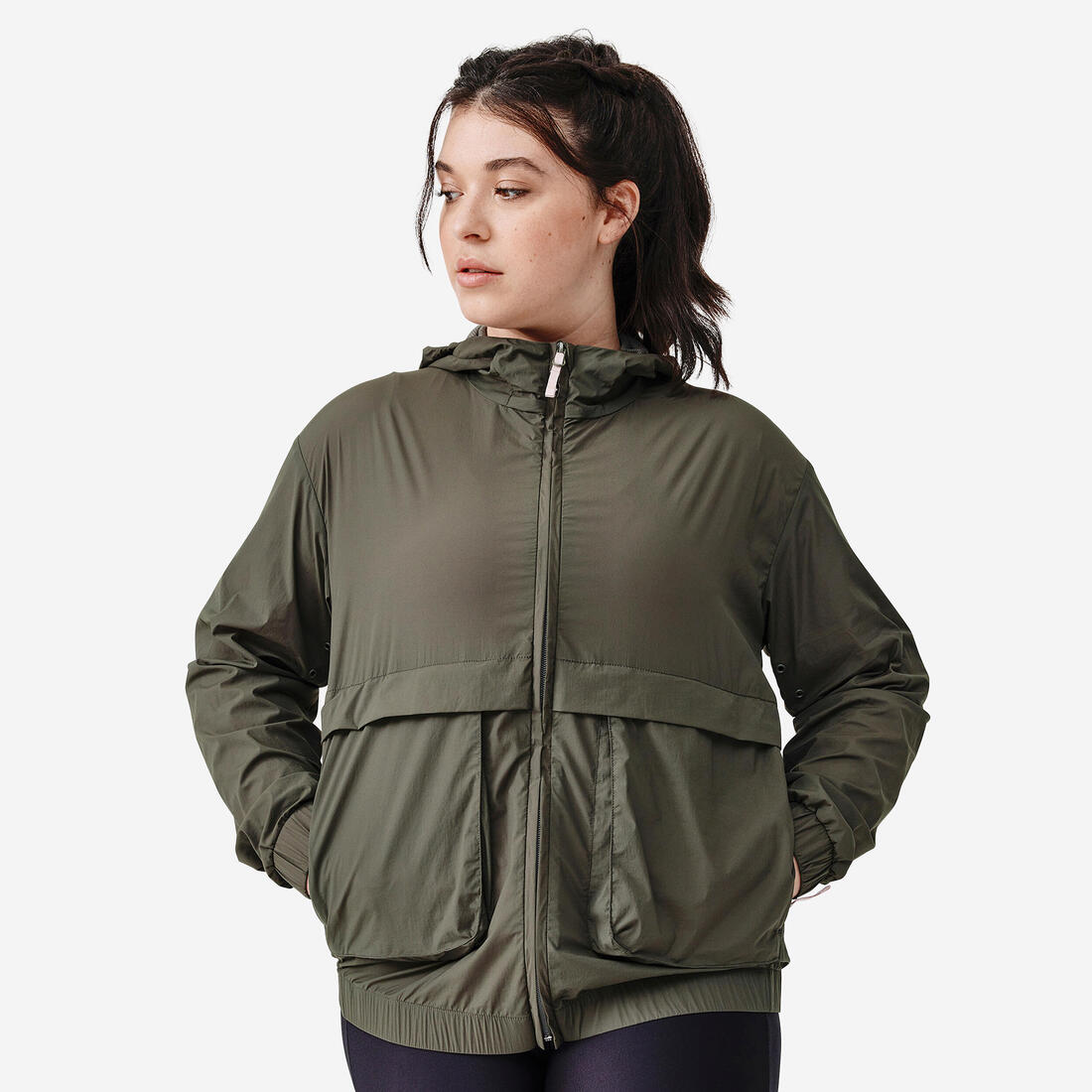 Veste coupe-vent de running Femme - KIPRUN Run 500 Wind – vert urbain