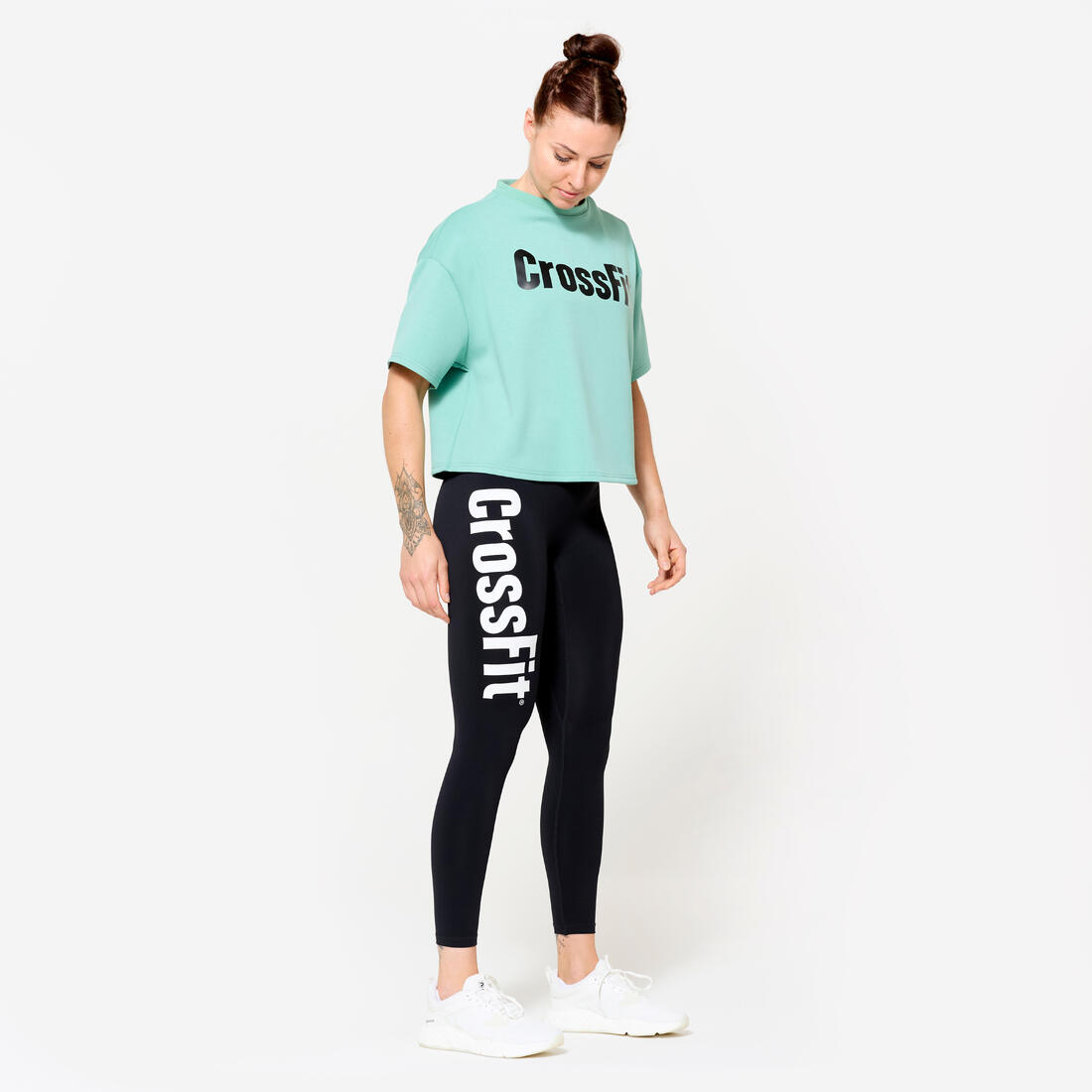 Tee shirt de crossfit®  crop top femme, vert