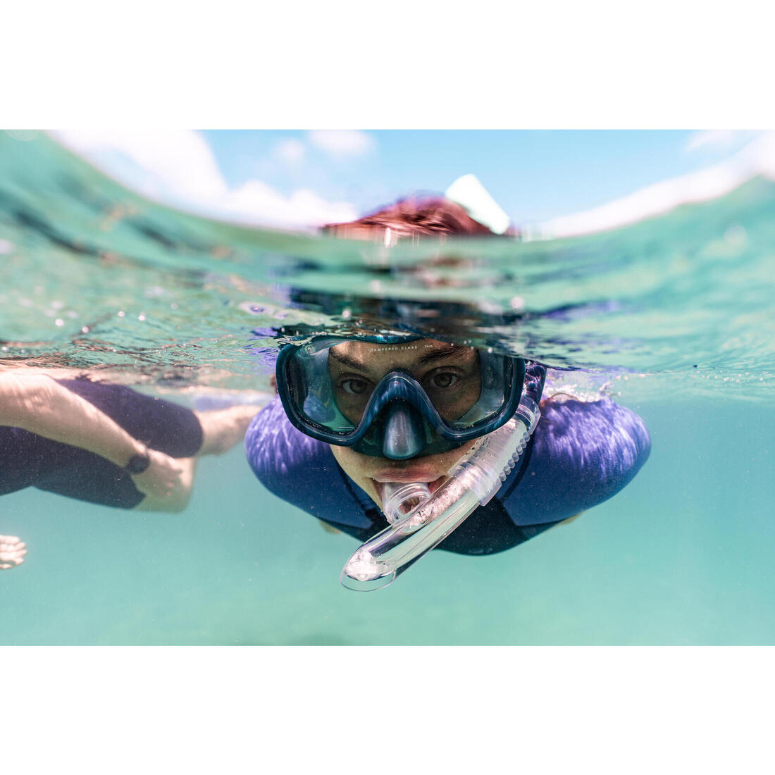Kit de snorkeling masque ANTI-BUEE CONFORT tuba DRYTOP, 100 adulte