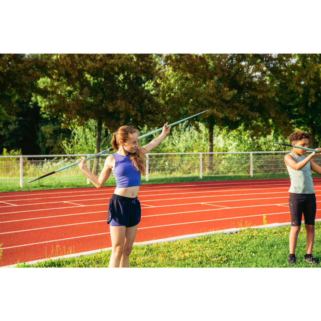 Débardeur Crop Top running respirant Fille , Kiprun Violet