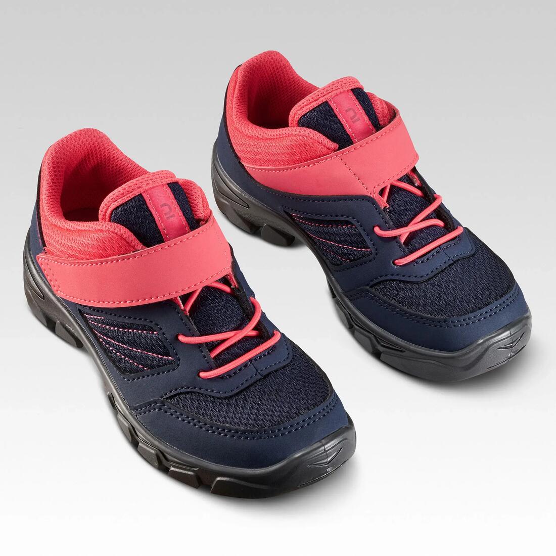 Chaussures de randonnée à scratch 24 au 34 enfant, NH100 rose