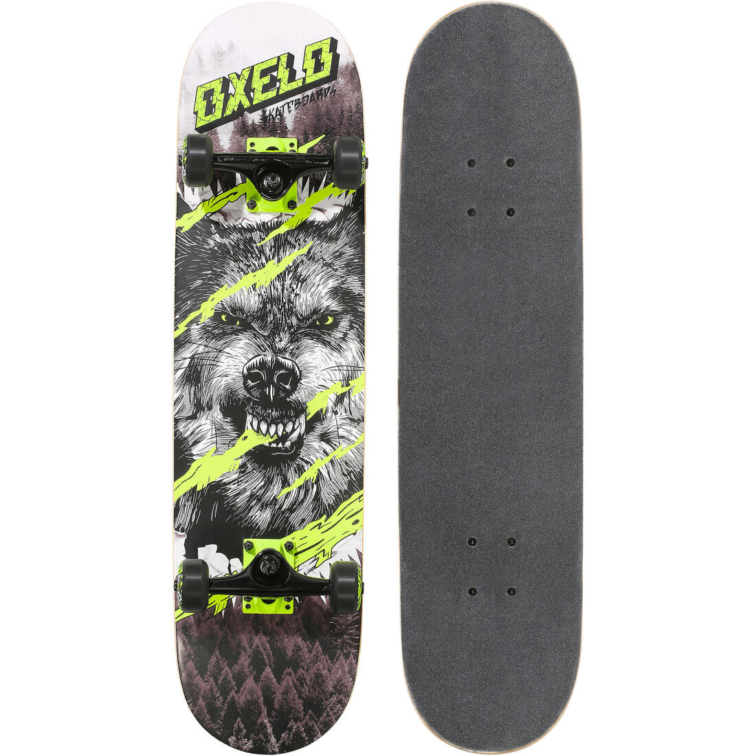 SKATE ENFANT MID500 WOLF VERT 8 A 12 ANS – noir