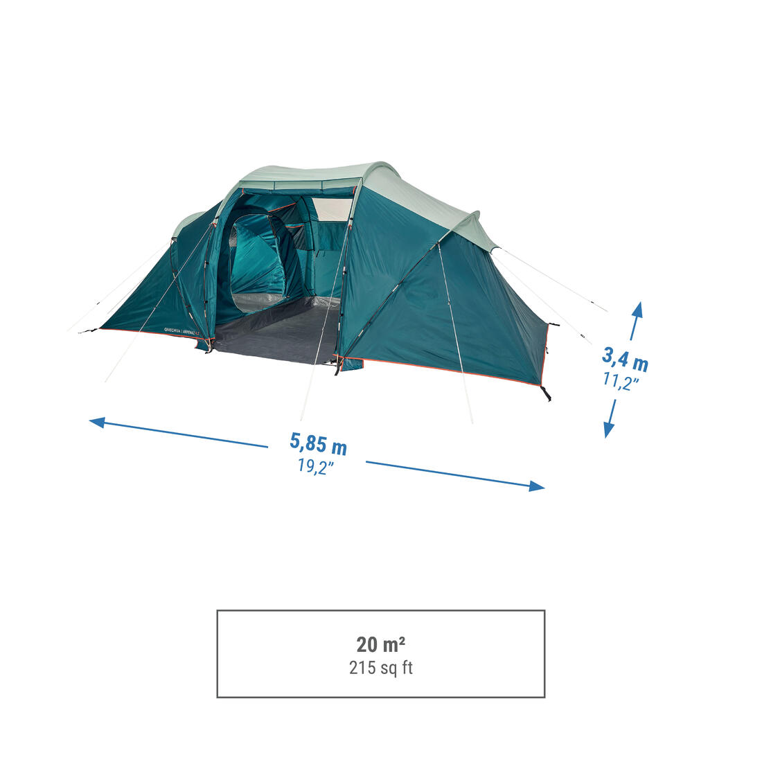 Tente de camping 4 places 2 chambres, Arpenaz 4.2