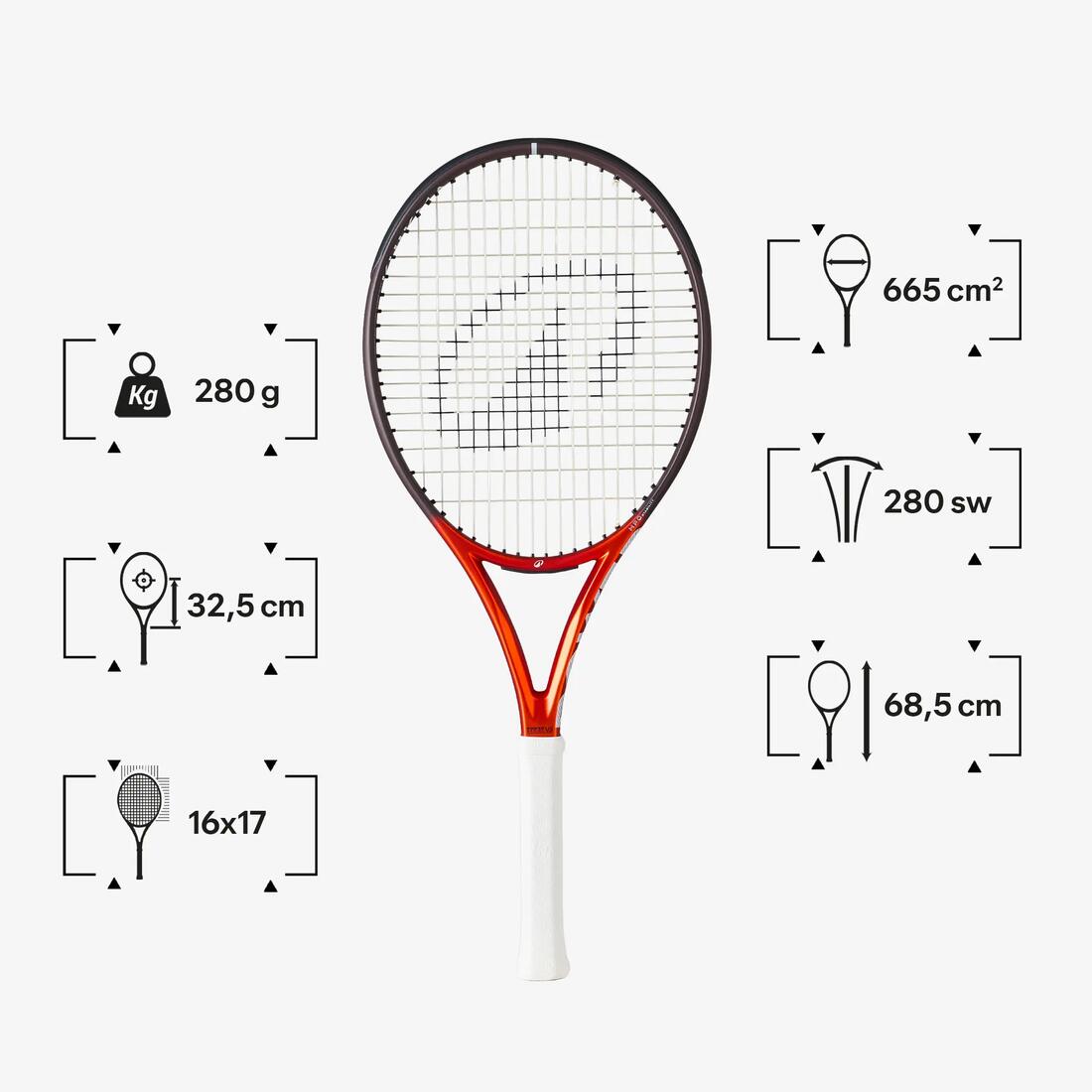 Raquette de tennis adulte, Kuikma Power Team 280g Orange