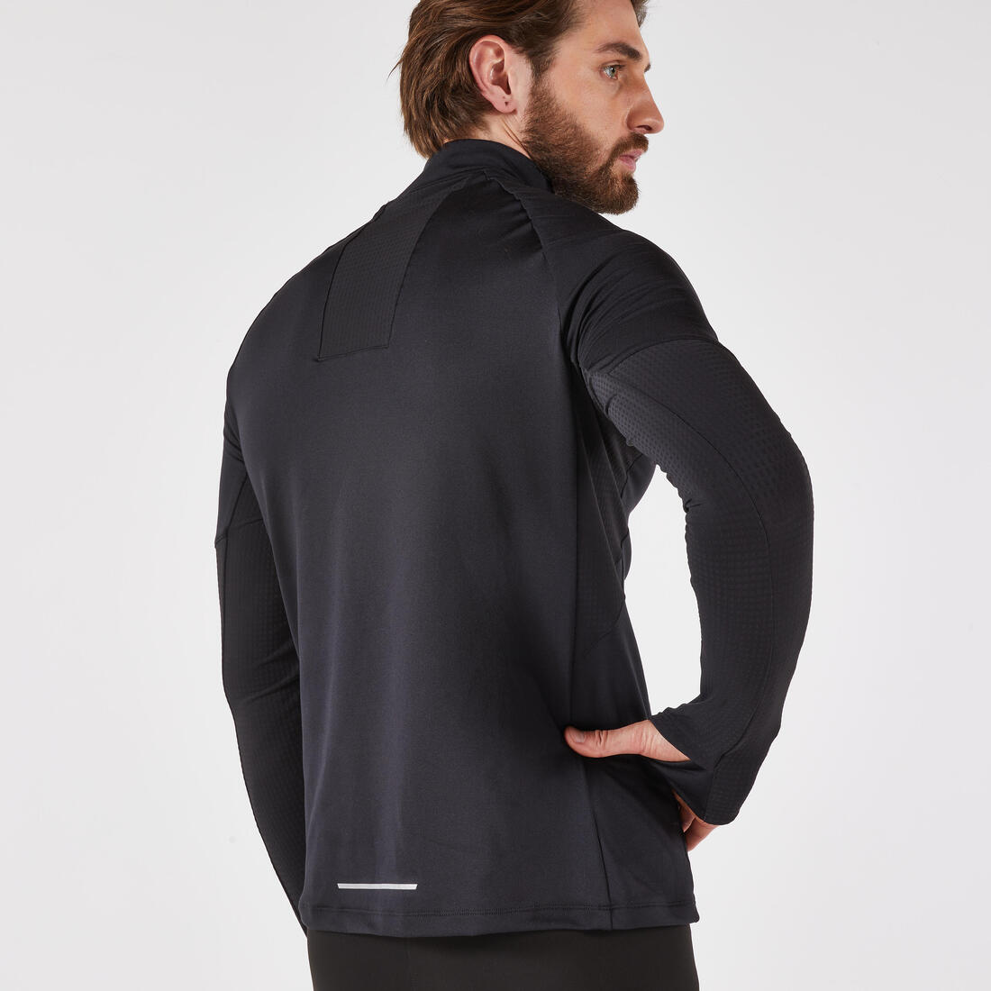 T-shirt manches longues demi zip chaud Homme, Kiprun run 500 warm
