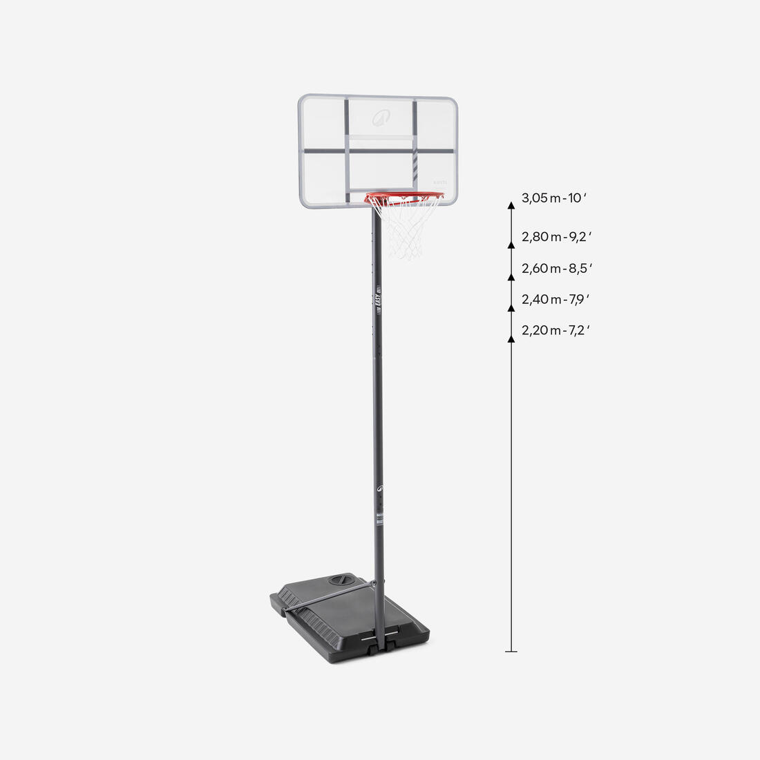 Panier de basket réglable de 2,20m à 3,05m, haute résistance, Training