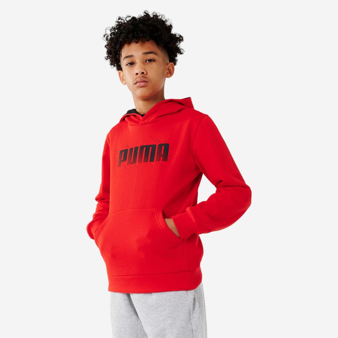 SWEAT À CAPUCHE ENFANT - ROUGE AVEC IMPRIMÉ PUMA