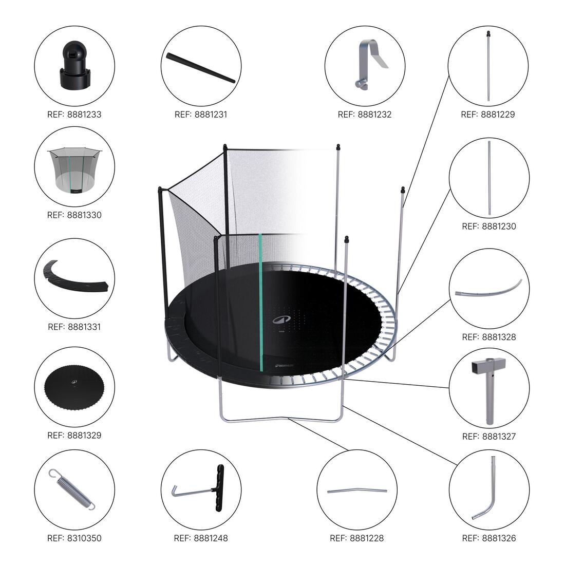Trampoline rond avec filet de protection,  Trampoline 300