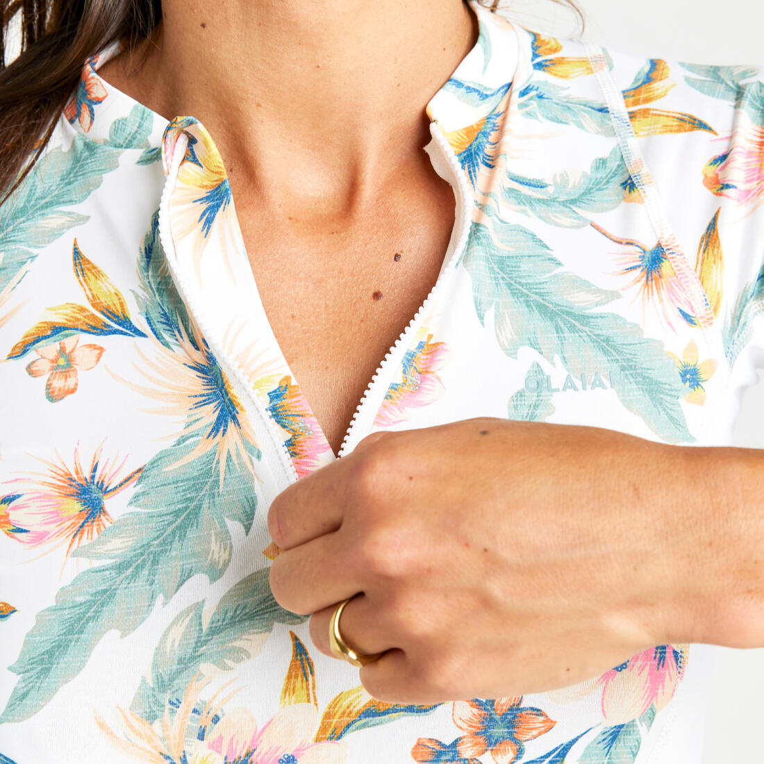 Tee-shirt anti uv surf top 500 manches longues femme parrot
