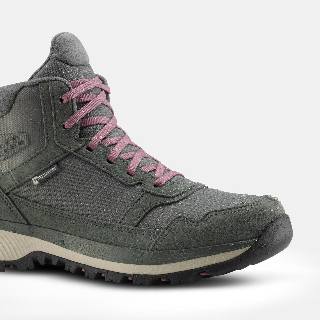 Chaussures de randonnée mid imperméables femme, NH500 Cuir WP