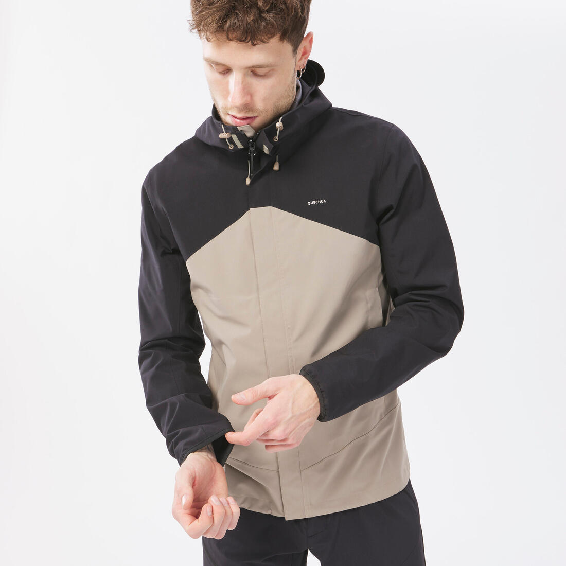 Veste de randonnée imperméable et légère homme, MH100 bleu foncé