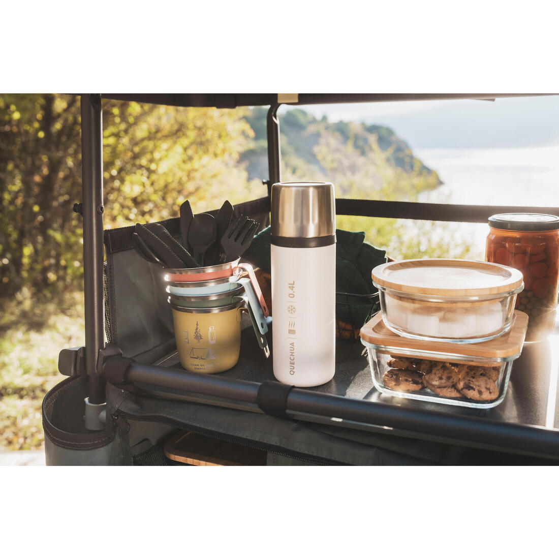 Tasse 500 acier inoxydable 0,3L, pour le camping et la randonnée - Verte.
