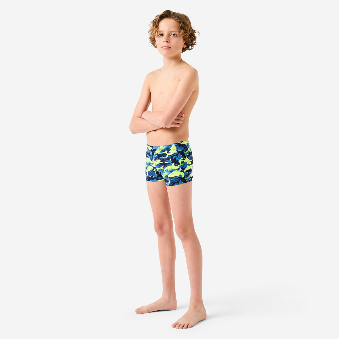 Maillot boxer de bain natation Garçon enfant - 500 Fitib all marin