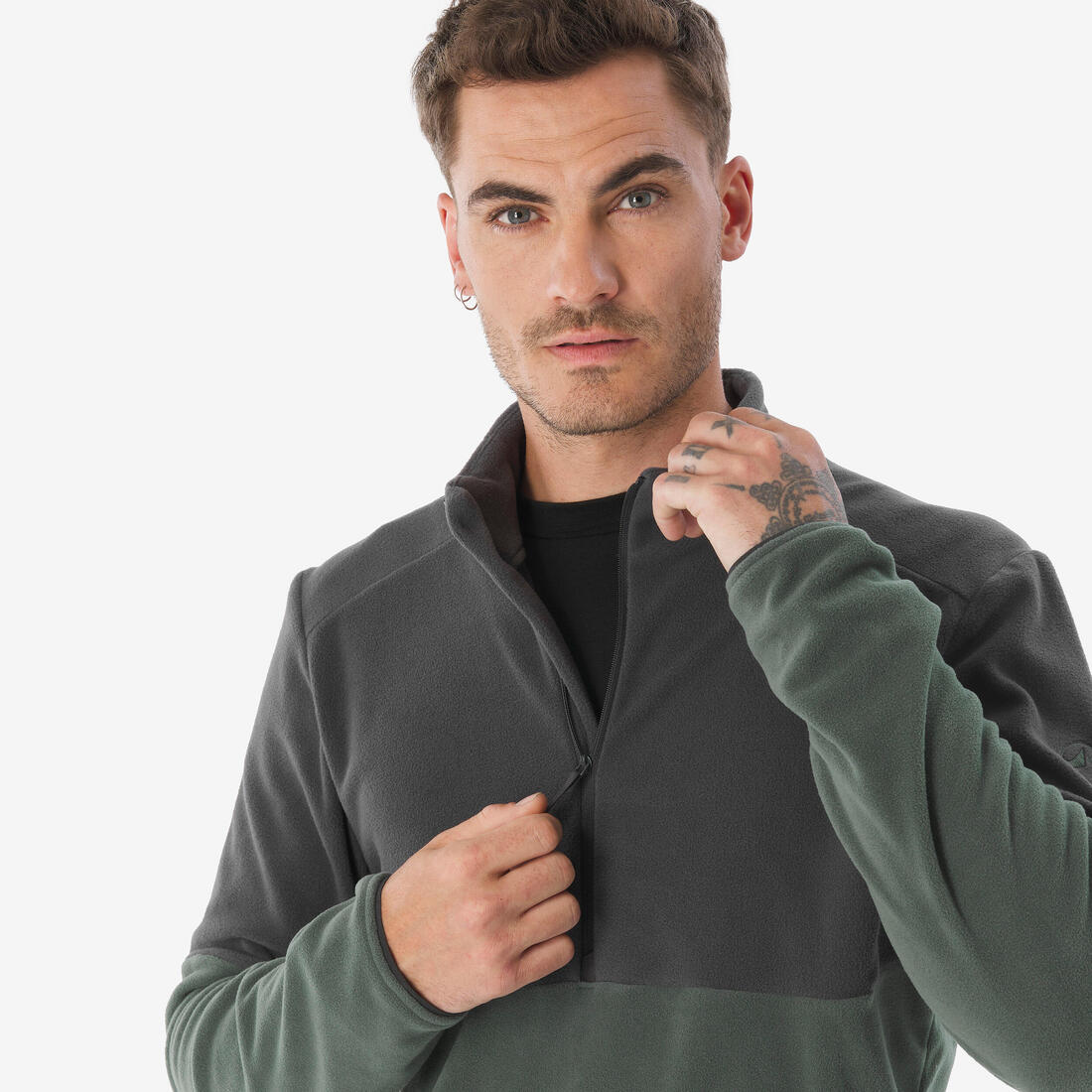 Polaire de randonnée montagne homme, MH500 demi zip