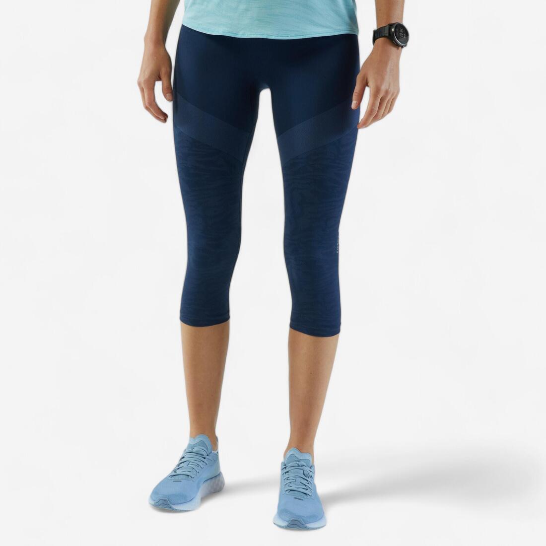 Corsaire running sans couture Femme - KIPRUN CARE – bleu abysse