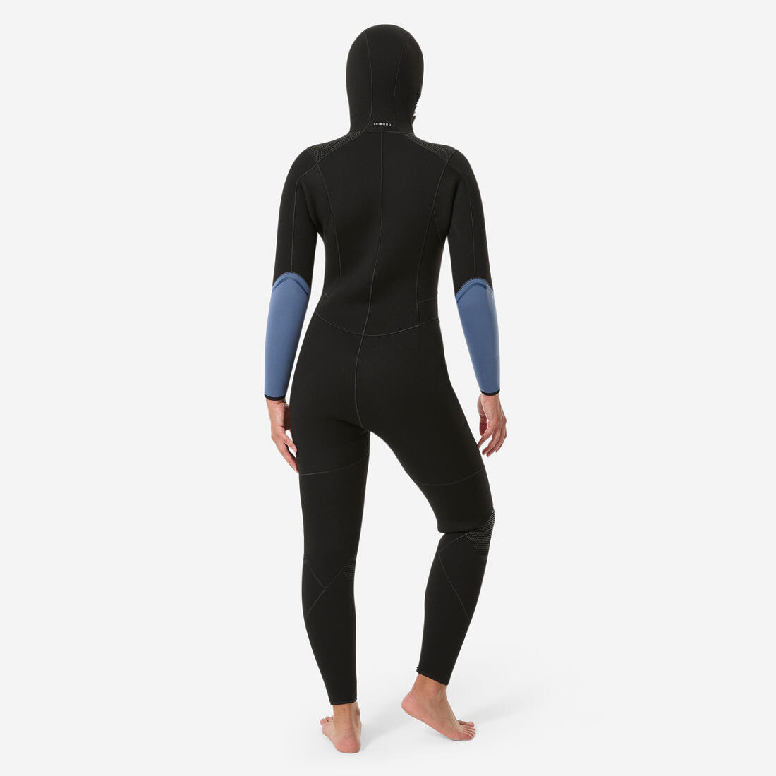 Combinaison de plongée 5mm à cagoule femme, SCD 500 Noir et bleu
