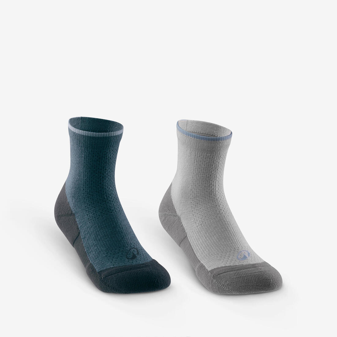 Chaussettes de randonnée mid (2 paires) 23 au 38 enfant, Hike 100 gris
